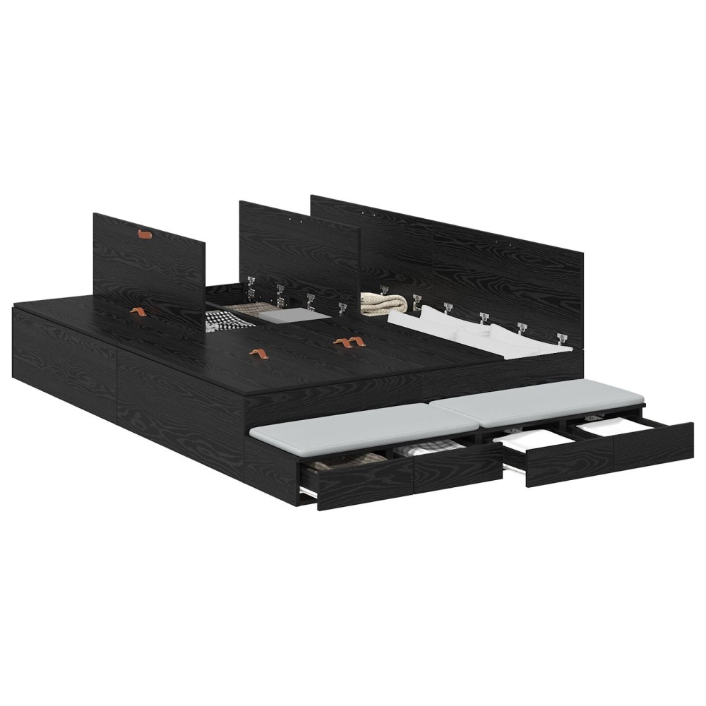 vidaXL Cadru de pat cu depozitare Stejar negru 236.5 x 140 x 31.5 cm