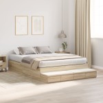 vidaXL Cadru de pat cu depozitare Stejar Sonoma 236.5 x 140 x 31.5 cm vidaXL Cadru de pat cu depozitare Stejar Sonoma 236.5 x 140 x 31.5 cm