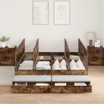 vidaXL Cadru de pat cu depozitare Stejar fumuriu 236.5 x 140 x 31.5 cm