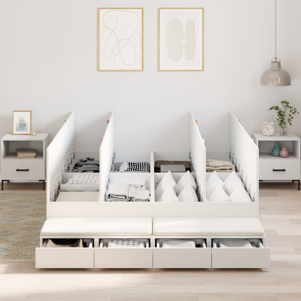 vidaXL Cadru de pat cu depozitare cu sertar Alb 236.5 x 150 x 31.5 cm