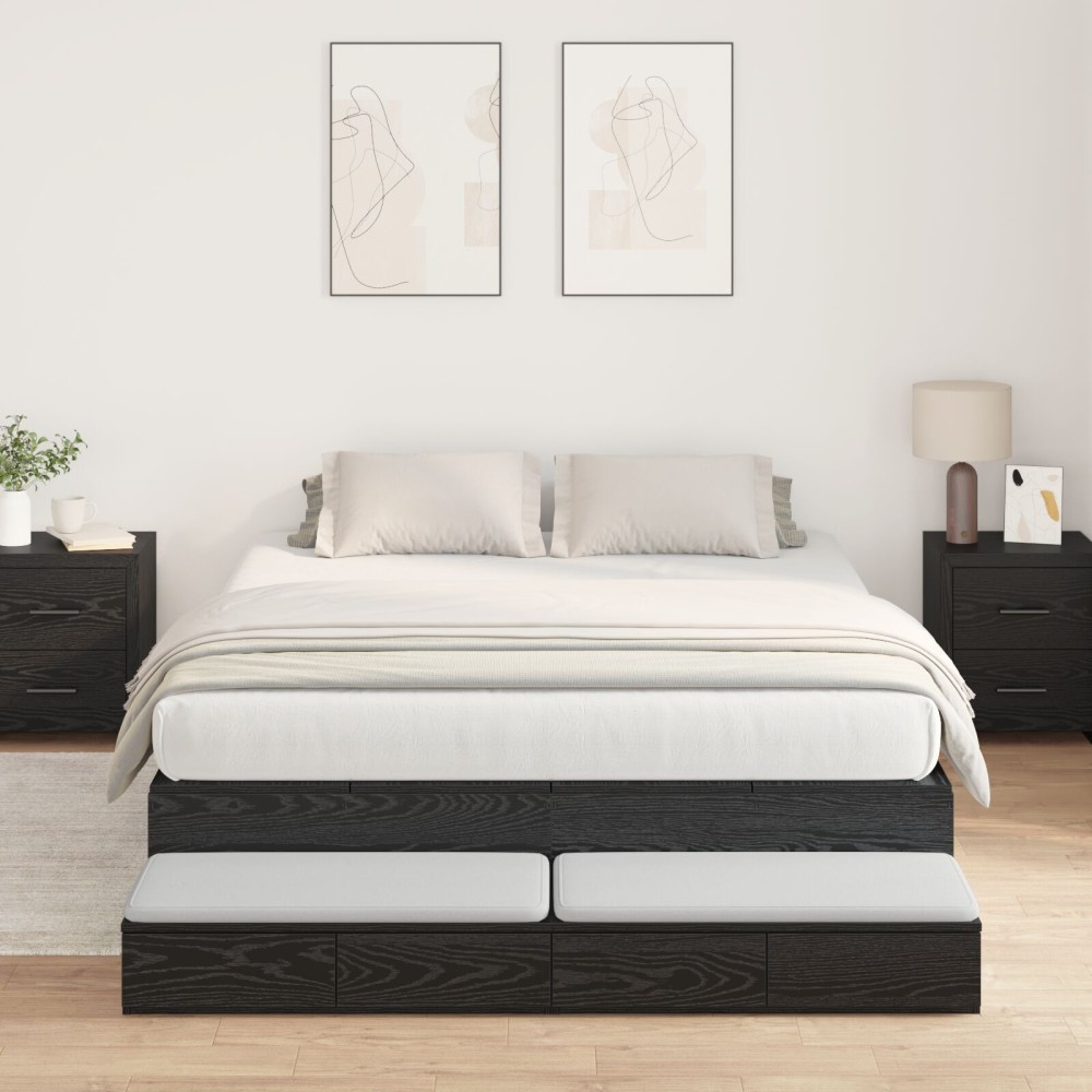 vidaXL Cadru de pat cu depozitare Stejar negru 236.5 x 150 x 31.5 cm