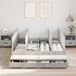 vidaXL Cadru de pat cu depozitare Gri din beton 236.5 x 150 x 31.5 cm