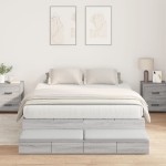 vidaXL Cadru de pat cu depozitare sonoma gri 236.5 x 150 x 31.5 cm
