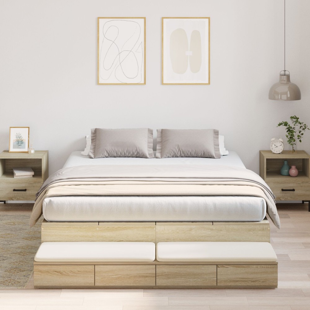 vidaXL Cadru de pat cu depozitare Stejar Sonoma 236.5 x 160 x 31.5 cm
