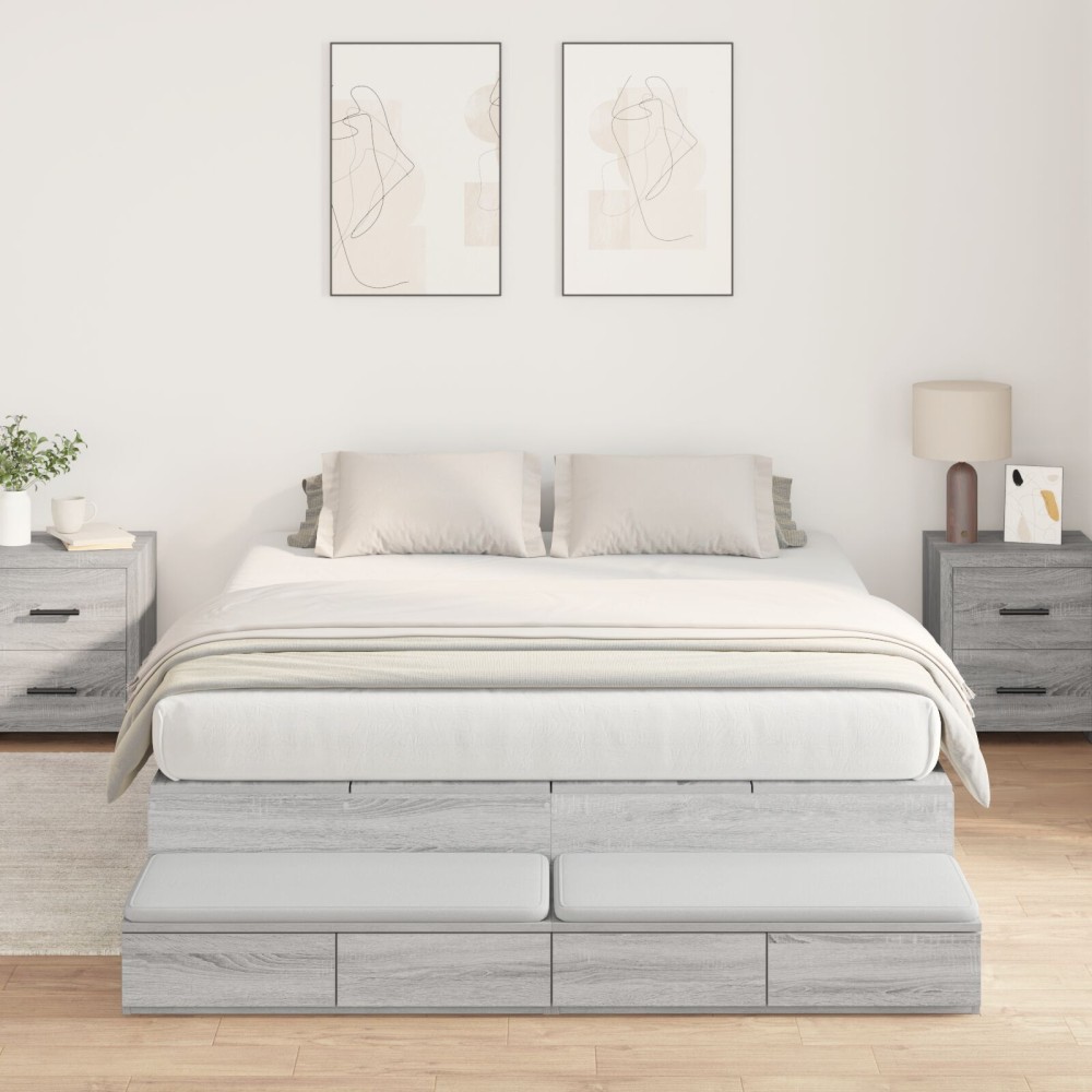vidaXL Cadru de pat cu depozitare sonoma gri 236.5 x 160 x 31.5 cm