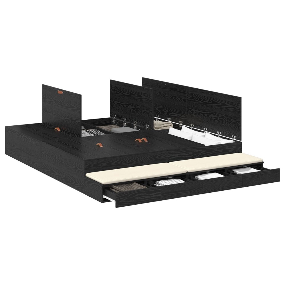vidaXL Cadru de pat cu depozitare Stejar negru 236.5 x 180 x 31.5 cm