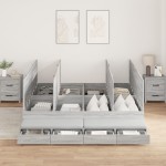 vidaXL Cadru de pat cu depozitare sonoma gri 236.5 x 180 x 31.5 cm