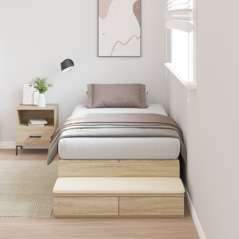 vidaXL Cadru de pat cu depozitare Stejar Sonoma 226.5 x 90 x 31.5 cm