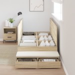 vidaXL Cadru de pat cu depozitare Stejar Sonoma 226.5 x 90 x 31.5 cm