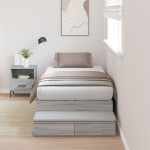 vidaXL Cadru de pat cu depozitare sonoma gri 226.5 x 90 x 31.5 cm