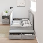 vidaXL Cadru de pat cu depozitare sonoma gri 226.5 x 90 x 31.5 cm