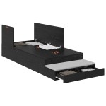 vidaXL Cadru de pat cu depozitare Stejar negru 226.5 x 75 x 31.5 cm