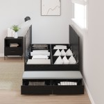 vidaXL Cadru de pat cu depozitare Stejar negru 226.5 x 75 x 31.5 cm