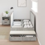vidaXL Cadru de pat cu depozitare Gri din beton 226.5 x 75 x 31.5 cm