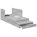vidaXL Cadru de pat cu depozitare sonoma gri 226.5 x 75 x 31.5 cm