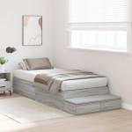 vidaXL Cadru de pat cu depozitare sonoma gri 226.5 x 75 x 31.5 cm