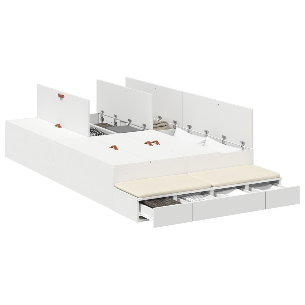 vidaXL Cadru de pat cu depozitare cu sertar Alb 226.5 x 120 x 31.5 cm