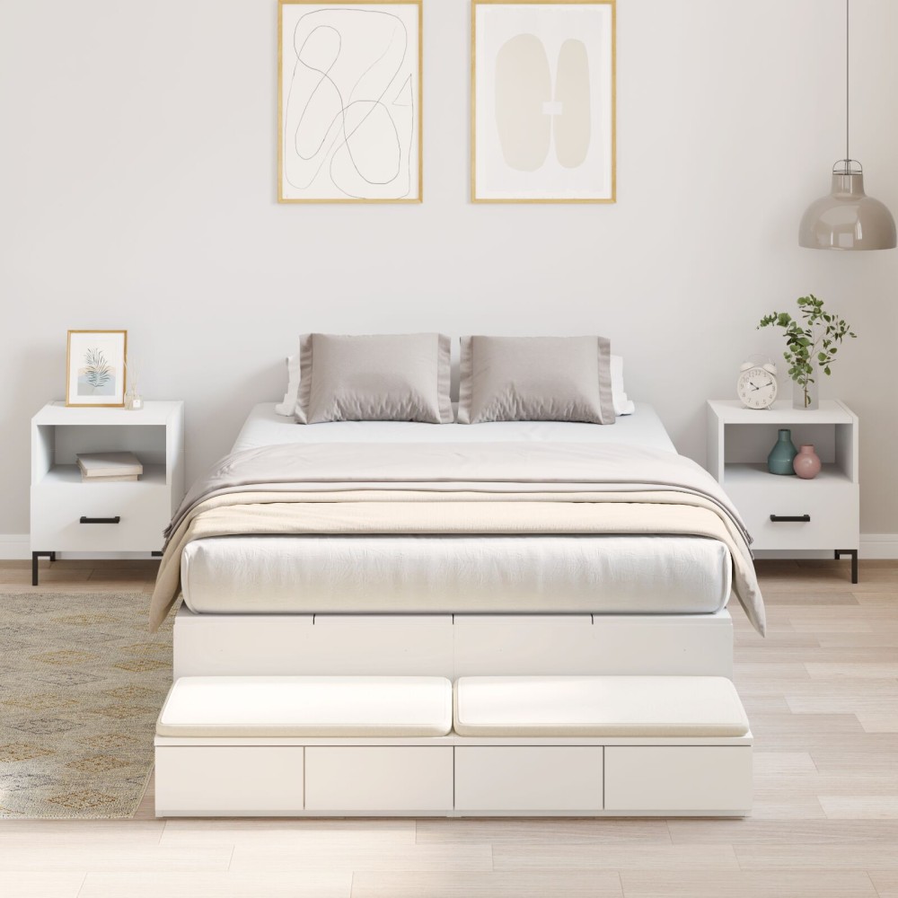 vidaXL Cadru de pat cu depozitare cu sertar Alb 226.5 x 120 x 31.5 cm