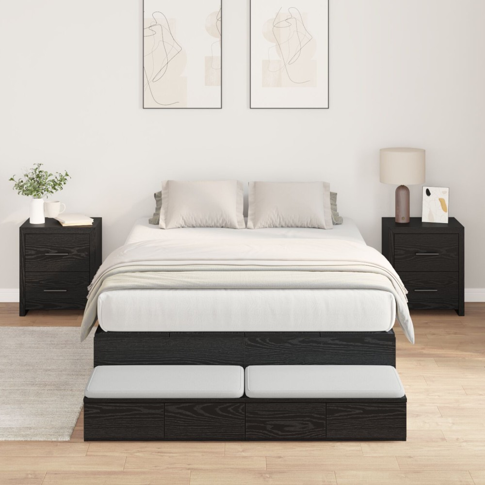 vidaXL Cadru de pat cu depozitare Stejar negru 226.5 x 120 x 31.5 cm