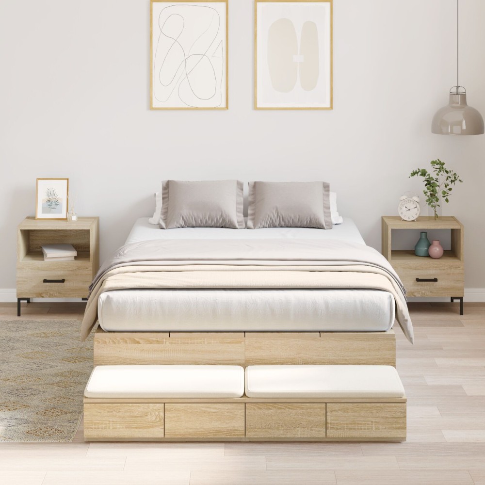 vidaXL Cadru de pat cu depozitare Stejar Sonoma 226.5 x 120 x 31.5 cm