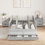 vidaXL Cadru de pat cu depozitare sonoma gri 226.5 x 120 x 31.5 cm