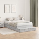 vidaXL Cadru de pat cu depozitare sonoma gri 226.5 x 120 x 31.5 cm
