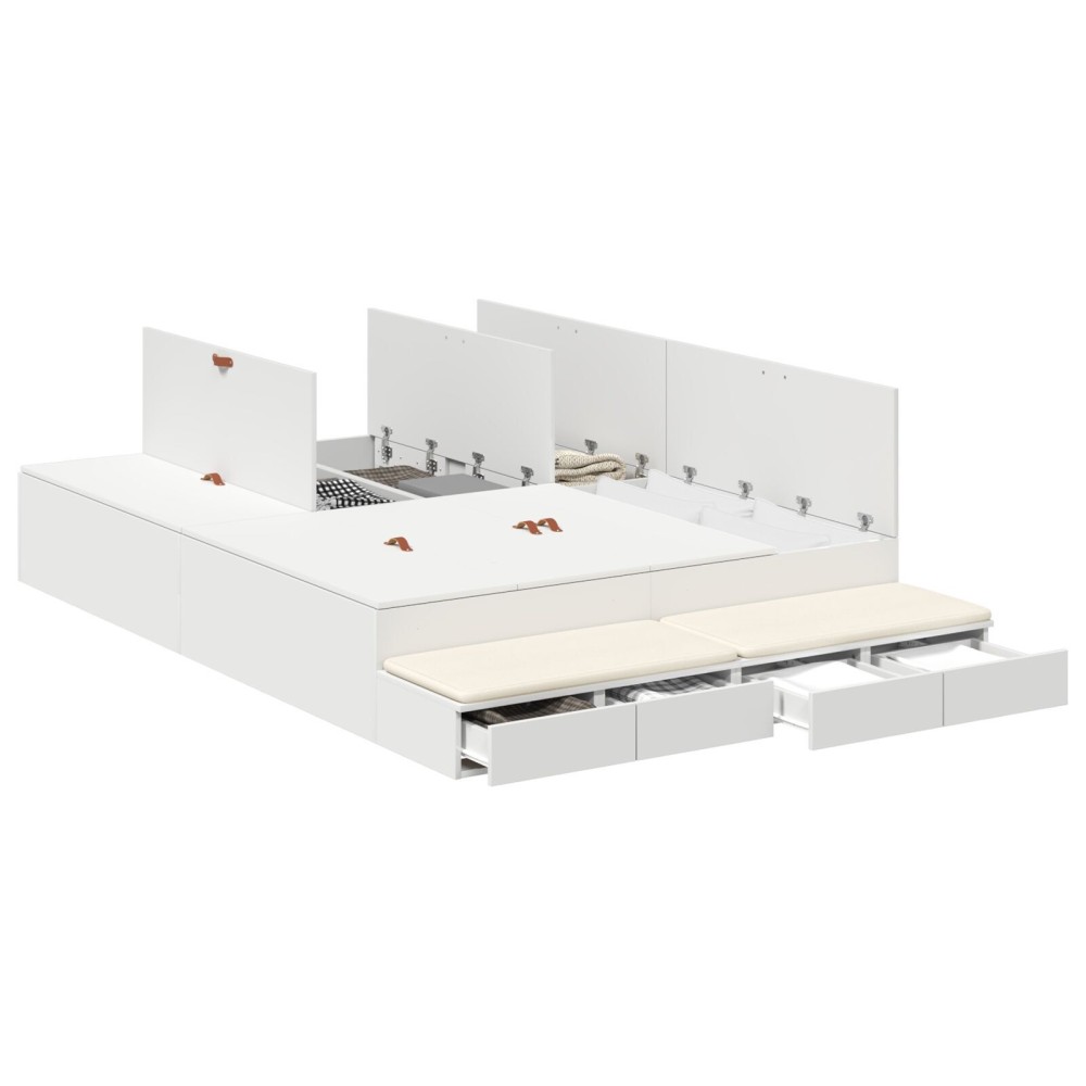 vidaXL Cadru de pat cu depozitare cu sertar Alb 226.5 x 140 x 31.5 cm