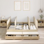 vidaXL Cadru de pat cu depozitare Stejar Sonoma 226.5 x 140 x 31.5 cm