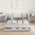 vidaXL Cadru de pat cu depozitare sonoma gri 226.5 x 140 x 31.5 cm