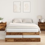 vidaXL Cadru de pat cu depozitare Lemn vechi 226.5 x 140 x 31.5 cm