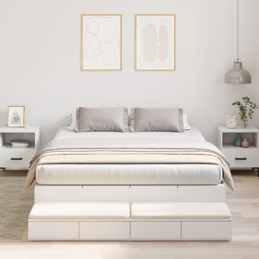 vidaXL Cadru de pat cu depozitare cu sertar Alb 226.5 x 135 x 31.5 cm