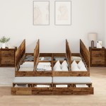 vidaXL Cadru de pat cu depozitare Lemn vechi 226.5 x 135 x 31.5 cm