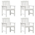 vidaXL Scaun de dining pentru grădină. 4 pcs Alb 65.5 x 55.5 x 88cm