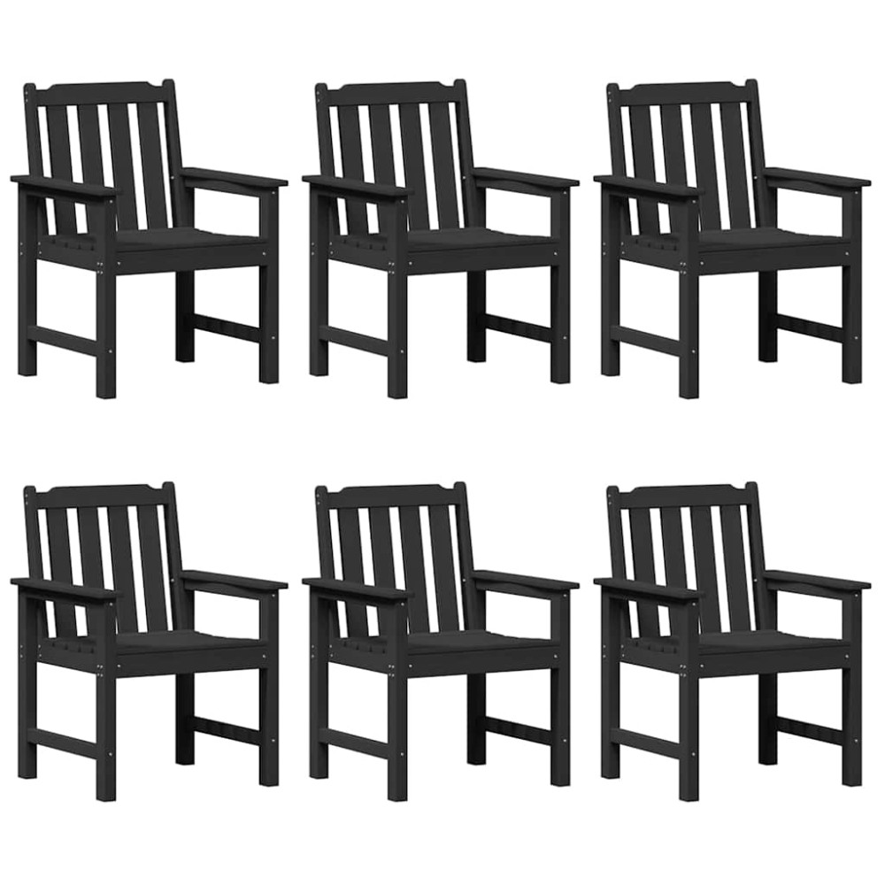 vidaXL Scaun de dining pentru grădină. 6 pcs Negru 65.5 x 55.5 x 88cm