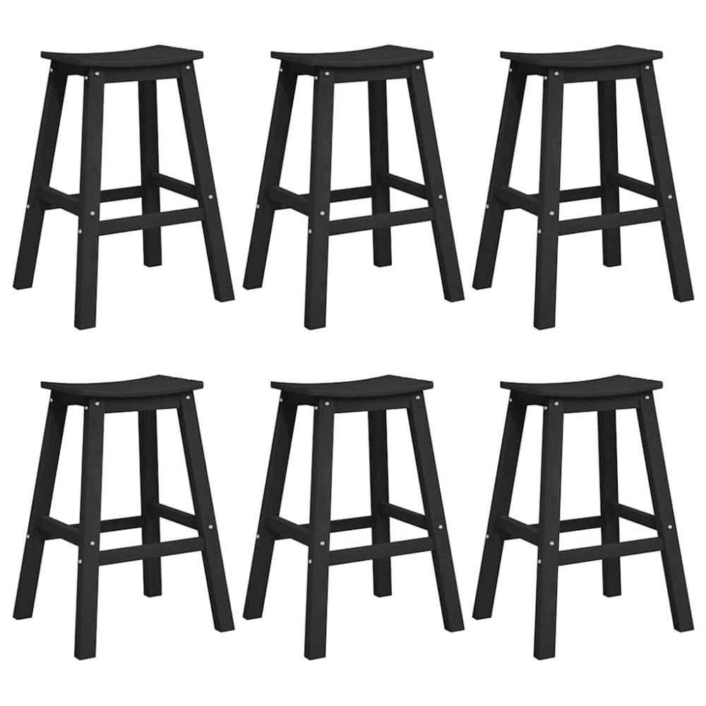 vidaXL Set bar de grădină 6 pcs Negru HDPE