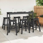 vidaXL Set bar de grădină 6 pcs Negru HDPE