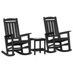 vidaXL Fotoliu de balans pentru grădină 3 pcs Negru 38 x 38 x 46cm