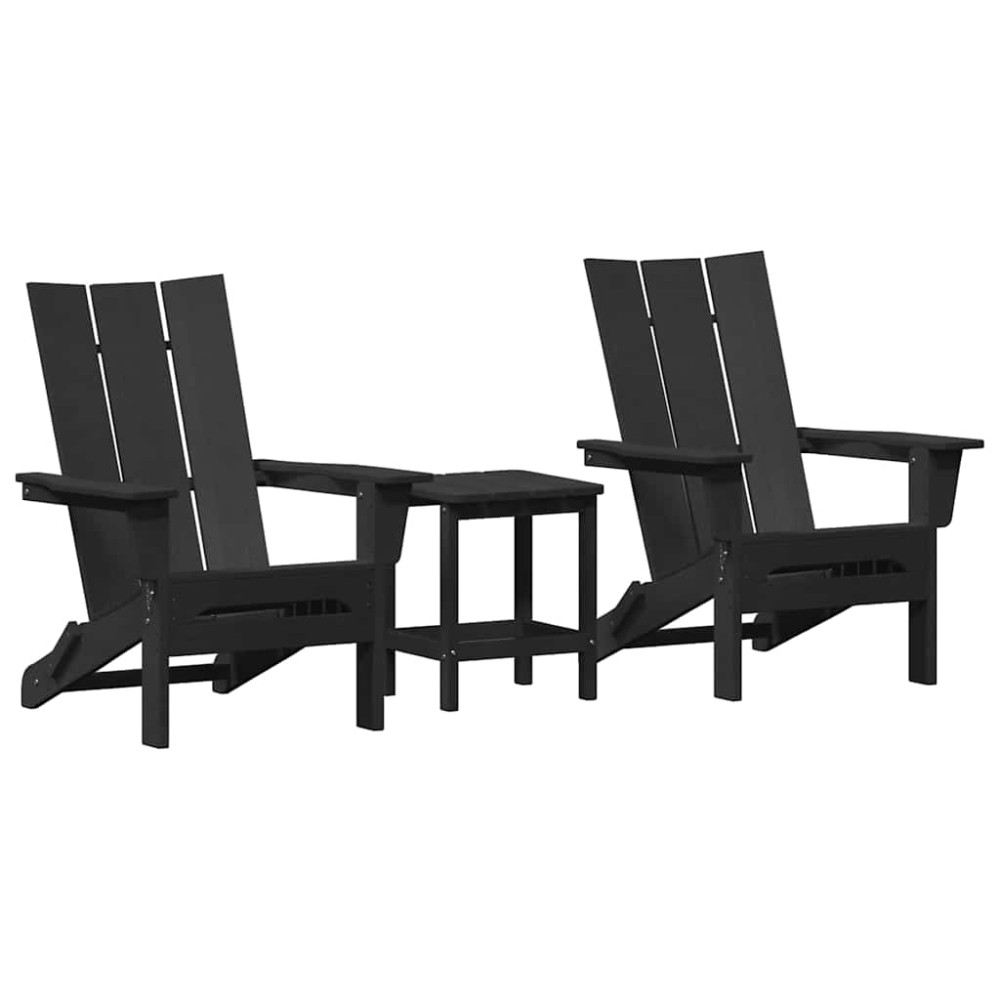 vidaXL Mobilier de lounge pentru grădină 3 pcs Negru 38 x 38 x 46cm