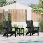 vidaXL Mobilier de lounge pentru grădină 3 pcs Negru 38 x 38 x 46cm