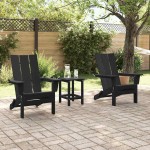vidaXL Mobilier de lounge pentru grădină 3 pcs Negru 38 x 38 x 46cm