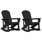 vidaXL Fotolii Adirondack Marmite 2 pcs Negru HDPE