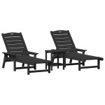 vidaXL Mobilier de lounge pentru grădină 3 pcs Negru 38 x 38 x 46cm