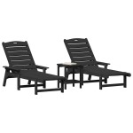vidaXL Mobilier de lounge pentru grădină 3 pcs Negru 38 x 38 x 46cm