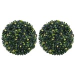 vidaXL Mingi artificiale din lemn de cimiș cu lumini LED 2 buc Verde vidaXL Mingi artificiale din lemn de cimiș cu lumini LED 2 buc Verde