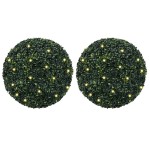 vidaXL Mingi artificiale din lemn de cimiș cu lumini LED 2 buc Verde vidaXL Mingi artificiale din lemn de cimiș cu lumini LED 2 buc Verde