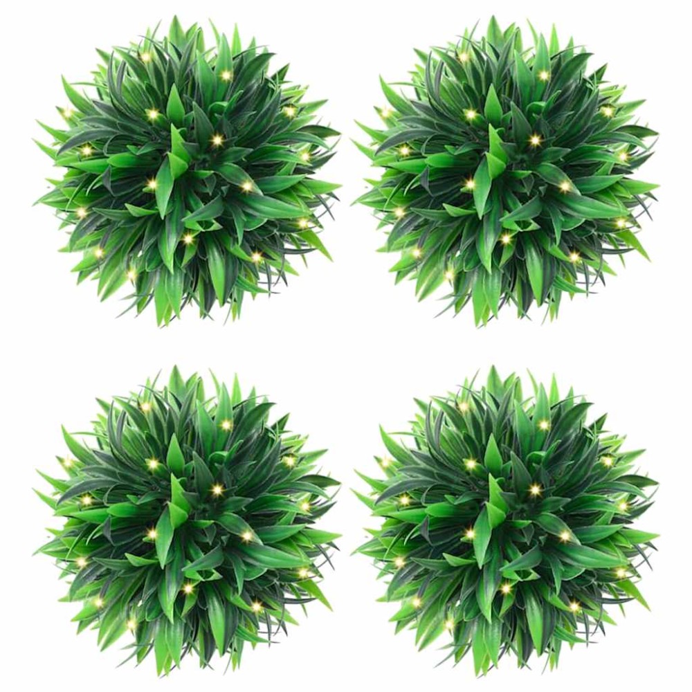 vidaXL Mingi artificiale din lemn de cimiș cu lumini LED 2 buc Verde