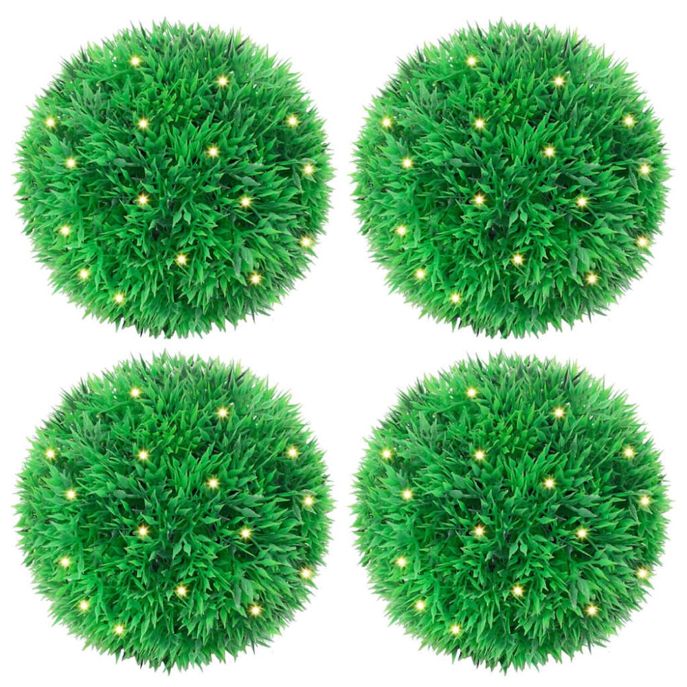 vidaXL Bile artificiale din lemn de cimiș cu lumini LED 4 buc Verde