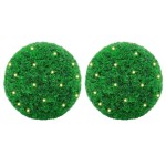 vidaXL Mingi artificiale din lemn de cimiș cu lumini LED 2 buc Verde vidaXL Mingi artificiale din lemn de cimiș cu lumini LED 2 buc Verde