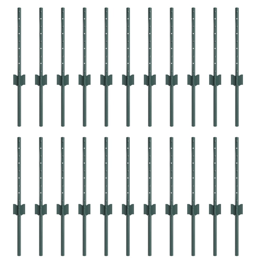 vidaXL Stâlpi de Gard Manual 22 pcs Verde 80 x 2.7 x 2.7 cm. Oțel