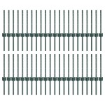 vidaXL Stâlpi de gard argintii 44 pcs Verde 100 x 0.4 m Oțel